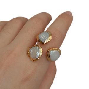 Y.ying Freshwater Cultured White Pearl Ring para Mulheres Casamento Jóias