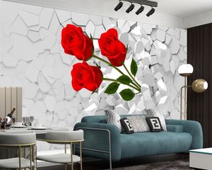 Stone Rose 3d Carta da parati moderna Fiore romantico Sfondi per la casa Soggiorno Camera da letto Cucina Murale Carte da parati