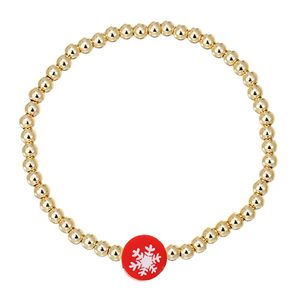 Charmarmband Böhmen Vintage Gold Color Pärlkedja för kvinnor Enkel snöflinga Julhänge Bangle Statement smyckespresent
