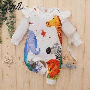 ZAFILLE Cartoon Baby Strampler Nette Tiere Gedruckt Giraffe Löwe Junge geboren Overall Für Mädchen Kleidung Kleinkind 211011