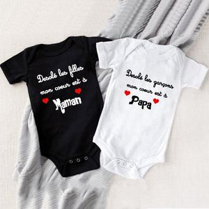 Baby Jumpsuits Funny Cute Toddler Infant Rompers Outfits Girls Boy Bodysuit Papa Mama Black White Q2