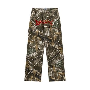 Calça Letra Bordada Leopardo Masculina Casual Calça Bolso Faixa Solta