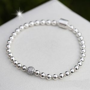 Bracelets D'origine Pandora achat en gros de Bracelets perles en argent sterling pour femmes CZ Strands Bijoux Diy Fit Pandora Charms Dame cadeau avec une boîte originale