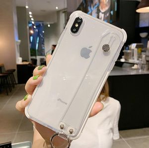 Custodie per telefoni con portacipria Glitter Hi-Q per iPhone 11 12 X XR XS Max 6 6S 7 8 Plus Custodia protettiva antiurto per cinturino da polso in TPU trasparente