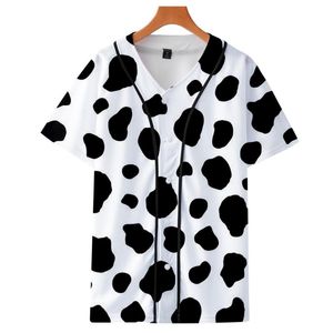 T-shirts Cow Print Baseballskjorta Män Kvinnor Unisex Hipster Hip Hop Short Sleeve Jersey Tee Street Wear Summer Tops