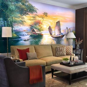 Sfondi all'ingrosso scenario cinese dipinto di tela 3d muro polo sfondo murale per divano camera da letto affresco