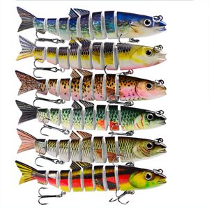 6 Färg 12.5cm 21.5g ABS Fiske Lures för basöring Multi-fogade Swimbaits Slow Sinking Bionic Simning Lure Färskvatten Saltvatten 120pcs / Lot