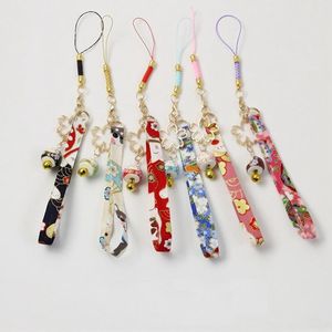 Wholesale fortune lucky for sale - Group buy Keychains Ribbon Fortune Cat Sakura Bell Mobile Phones Chain Pendant Lucky Keyrings Gift
