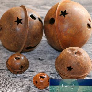 12 pcs Rusty Metal Star Star Jingle Bels para Decorações de Artesanato de Férias de Natal (40mm)