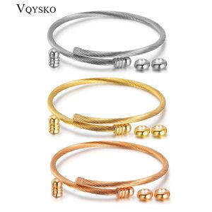 Luxury designer Bracelet Unisex Elastic Cable Wire Bangle Stainless Steel Screw with Removable End Plug Twisted Cuff Charm Beads fit DIY Jew