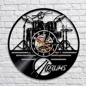 Wall Clocks 3D Drum Kit Wall-Clock Creative Hollow Design Music Cool Reloj De Pared Bedroom Home Decor Nightclub Unique For Boy Gift