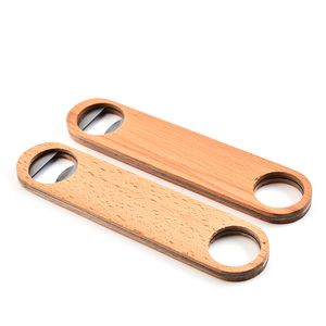 Portable Bartender Bottle Opener Wood Handle Handheld Flat Stainless Steel Wine Beer Soda Glass Cap Bottles Openers Home Kitchen Bar Tools JY0816