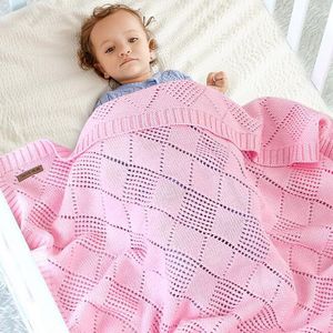 Vår Höst Vinter Spädbarn Baby Boy Girl Pure Color Knit Blanket Born Quilt Boys Girls Hold 210429