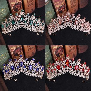 4 Kolor Rhinestone Kryształ Ślub Korona Bride Tiaras I Korony Królowa Diadem Korant Gold Crown Bridal Hair Jewelry Akcesoria X0625