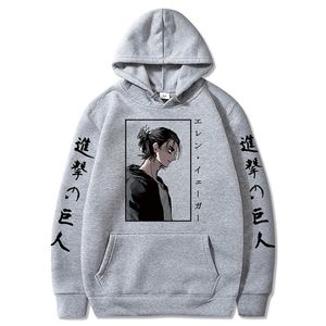 Männer Hoodie Angriff auf Titan Gedruckt Langarm Anime Eren Yeager Pullover Harajuku Hoodie Sweatshirt Tops Y0809