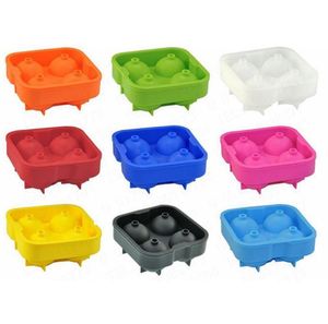 Sfera del cubo di ghiaccio Silicone 4 fori Vassoio per vino potabile Strumenti Mattone rotondo Maker Sfera Stampo Party Bar Siliconi Ghiaccio Stampo per hockey SN4077