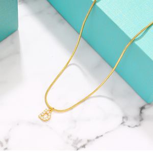 Eizi Pendant Necklaces Inlaid Zircon Letter Initial Necklace for Women Gold Chain Cute Charms Collier Alphabet Jewelry F