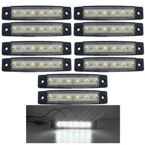 10Pcs White 12V 24V 6 LED Side Marker Lights Car Bulbs Turn Signal Clearance Lamps Side Lights For Truck Trailer