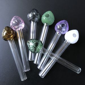 Pyrex Glass Oil Burner Pipes Smoking Pipes Dab Rig Strawberry Tobacco Tool Hand Burners Accessories Spoon Straight Type
