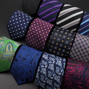 Paisley Druck Krawatten großhandel-8 cm männer krawatte rot blau lila gedruckt mode klassische polyester streifen paisley krawatte für designer geschäftszubehör geschenk neck krawatten