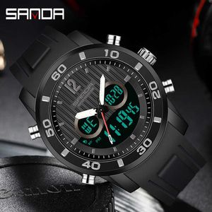 Sanda Nya Mäns Klockor Top Brand Wristwatches 2Time Shock Fast Electronic Watch Man Vattentät Quartz Clock Orologio da Uomo G1022