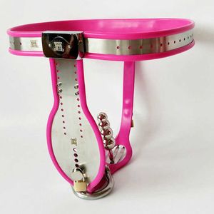 Massage Items Pink Silicone Stainless Steel Male Chastity Belt BDSM Bondage Cock Cage Cbt Restraint Device Fetish Sexy Toys For Men Penis Lock