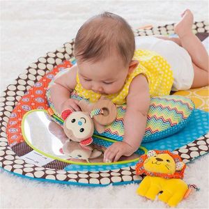 Tummy Time Activity Play Mat - Ergonomic Plush Pillow Baby Mirror Squishy Toys Changing Pad Height Measure Chart Easy 210724