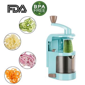 Lmmmetjma espiralizer slicer vegetal com 4 lâminas rotativas Mandoline cortador cortador macarrão espaguete abobrinha macarrão fabricante kc0214 210317