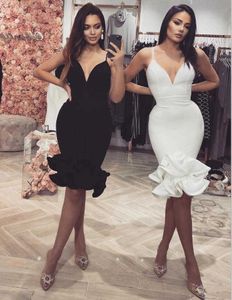 Mulheres Sexy Designer verão vestido noite elegante celebridade fishtail trombeta preto branco chique festa vestido 210527