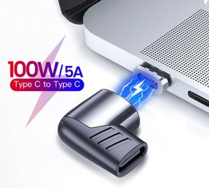 磁気 100 ワットエルボ充電アダプタコネクタタイプ C 5A 充電ケーブル Xiaomi Huawei USBC QC4.0 PD アダプタ
