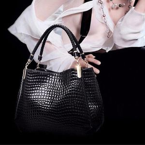 Mulheres Crocodilo PU Couro Mensageiro Bags Grandes Capacidade Handbags Senhoras Totes Casuais Sachel Ombro Bolsa