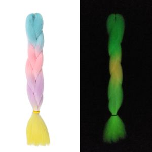 Estensioni dei capelli intrecciati sintetici luminosi da 24 pollici 100G che brillano nell'oscurità Trecce jumbo 15 colori disponibili