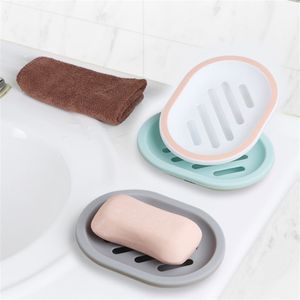 PP Soap Dish Hollow Draining Two Layer Soaps Box Anti-Slip Household Accessories 9.5*13cm 4 5ss Q2