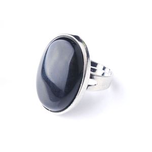 wojiaer oval Natural Gem Stone Black Agate Finger Rings Party Ring for Men女性ジュエリーZ9157