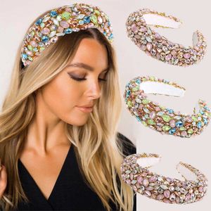 Haimeikang Kvinnor Lyxiga Hårband Bezel Head Hoop Rhinestones Padded Gorgeous Headband Headwear Fashion Hair Bands Tillbehör X0722