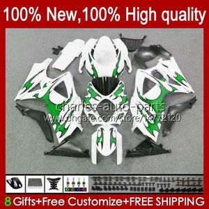 Fairings For SUZUKI GSXR-1000 GSXR 1000 CC GSXR1000 2007 2008 Green flames Bodywork 48No.126 GSXR1000CC GSX R1000 2007-2008 K7 1000CC GSX-R1000 07 08 Motorcycle Body