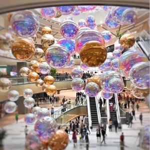 Dupla camada inflável balão alameda barra decoração de Natal cor deslumbrante pvc espelho bola reflexão fase reflexivo bola de ar bola de ar