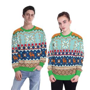 Mäns Tröjor Unisex Rolig Novelty Elk Animal Print Ugly Christmas Holiday Festival Pullovers Casual Par Jumper Hoodie Kläder