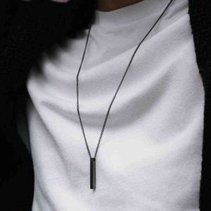 Collana classica rettangolare da uomo in acciaio inossidabile di colore nero con catena cubana per regalo di gioielli da uomo