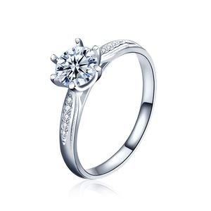 Anéis de Moissanite 925 Anéis de Prata Esterlina para Mulheres Jóias Diamante 1CT D Luxo Princesa Six Pong Diamond Ring Engagement