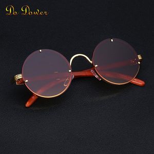 Óculos de sol vintage redondos punk moda masculina óculos de sol steampunk para mulheres com uma caixa sem aro óculos de sol zonnebril uv400