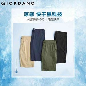 Männer Shorts High-Tech Cooler Mid-Rive-Leichtgewichtige Slant Taschen Ebene Zip Fliegen Bermudas Para Hombre 01101343 210713