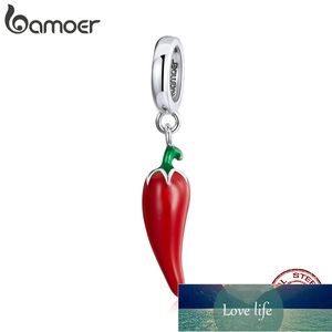 bamoer 925 Sterling Silver Petite Little Pepper Red Plant Charm Pendant for Original Bracelet Bangle Women Child Gift BSC461 Factory price expert design Quality