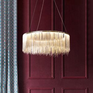 Postmodern high-end art chandelier lamps simple creative living room light luxury designer tassel dining bedroom lamp