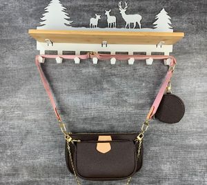 الفضلات المرأة حقيبة متعددة الألوان الأشرطة حقائب crossbody 3 أجزاء مجموعة المفضلة الكتف النساء جولة رسول المرأة