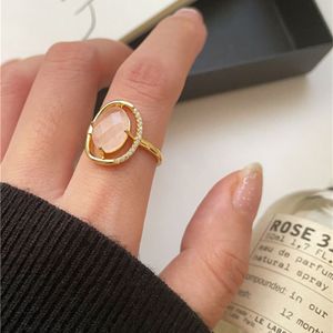 Wholesale ring french resale online - Peach Blossoms French Whole Body Pure Silver Powder Crystal Elegant Opening Ring Female VZJT
