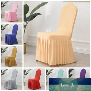 24 Colours Wedding Spandex Chair Cover With Skirt Pleated Ruffled Elastic Stretch Party Hotel Banquet Decoration
