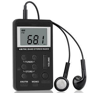 HANRONGDA HRD-103 Small AM FM Digital Radio 2 Band Stereo Receiver Portable Pocket Headphones LCD-skärm med EARP