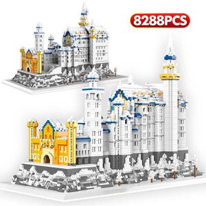 8288pcs Diamond Nevar Castelo Castelo Arquitetura Blocos de Construção Micro Tijolos Conjuntos Brinquedos Educativos para Crianças Presentes de Natal Q0723