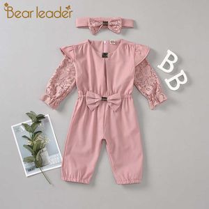 Bear Leader 1-5T nato neonato neonato ragazza imposta vestiti autunnali tuta con fascia abiti vestiti arco ragazze abiti 210708